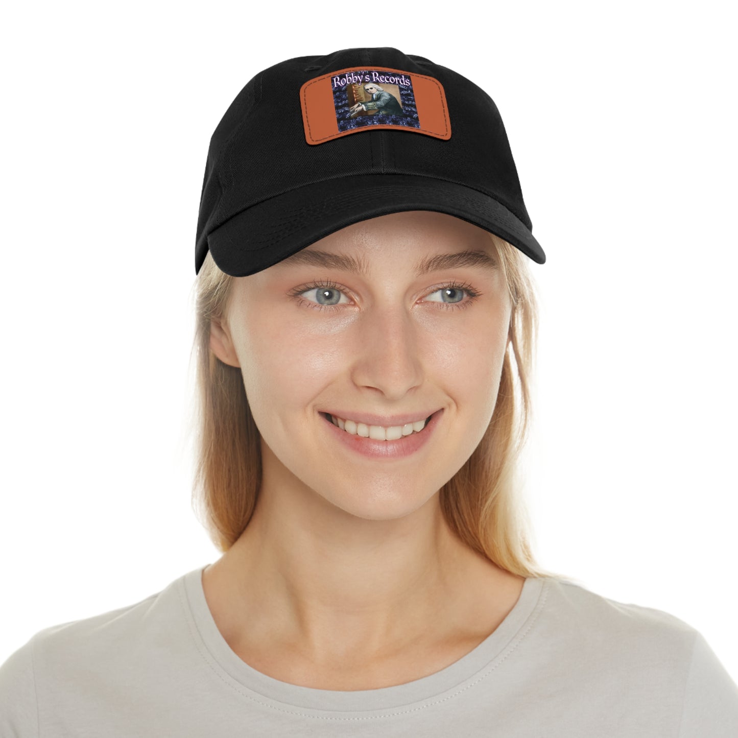 ROBBY'S RECORDS Dad's Hat with Leather Patch (Rectangle)