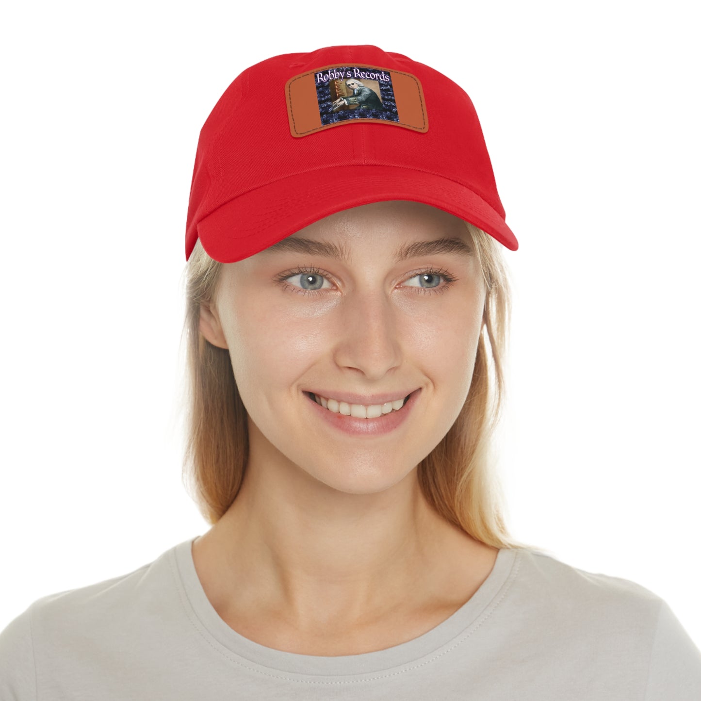 ROBBY'S RECORDS Dad's Hat with Leather Patch (Rectangle)