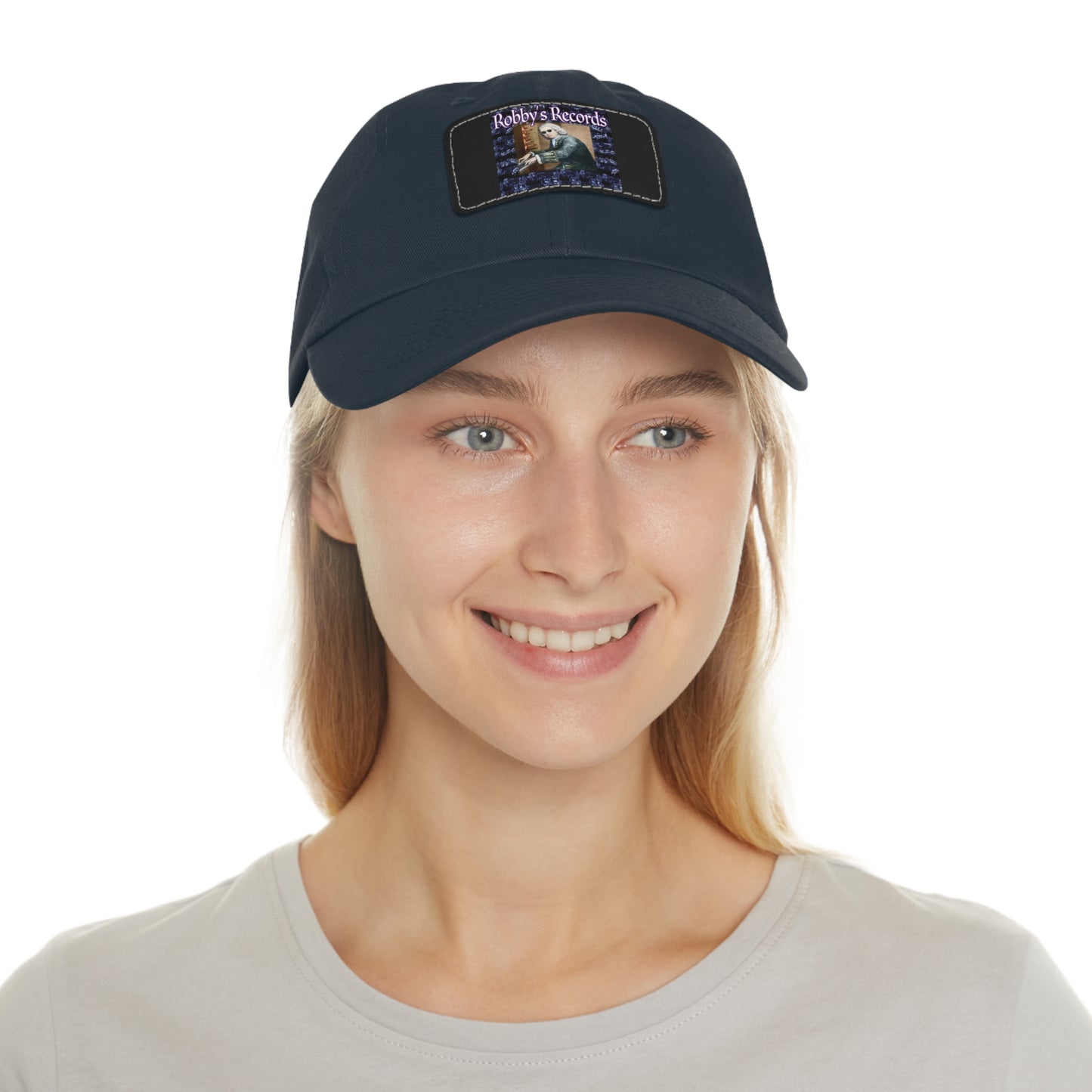 ROBBY'S RECORDS Dad's Hat with Leather Patch (Rectangle)